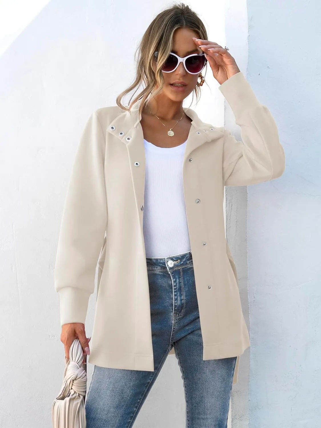 ANRABESS Women's Jacket Belted Long Sleeve Wrap Trench Coat 2025 Fall Winter Casual Dressy Travel Outerwear with Pockets