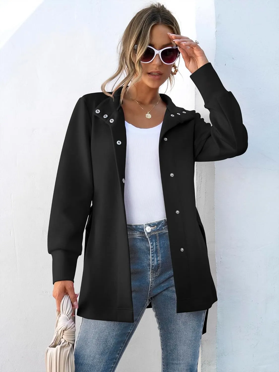 ANRABESS Women's Jacket Belted Long Sleeve Wrap Trench Coat 2025 Fall Winter Casual Dressy Travel Outerwear with Pockets