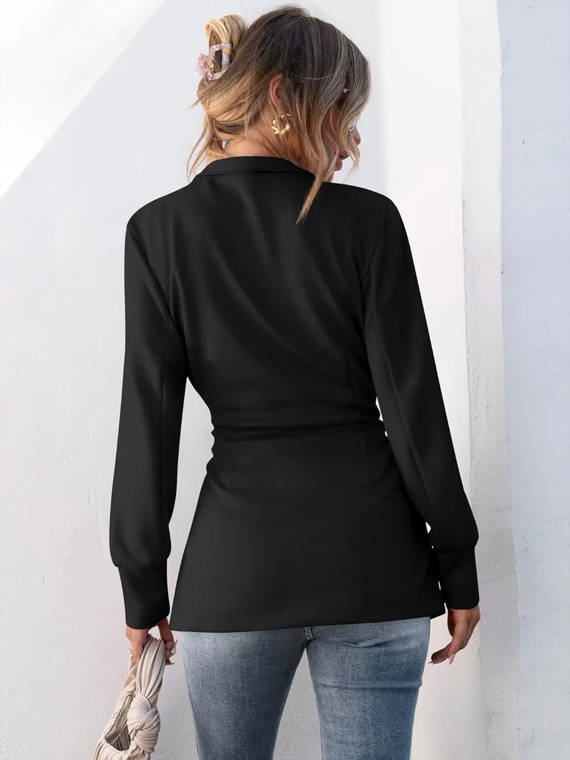 ANRABESS Women's Jacket Belted Long Sleeve Wrap Trench Coat 2025 Fall Winter Casual Dressy Travel Outerwear with Pockets