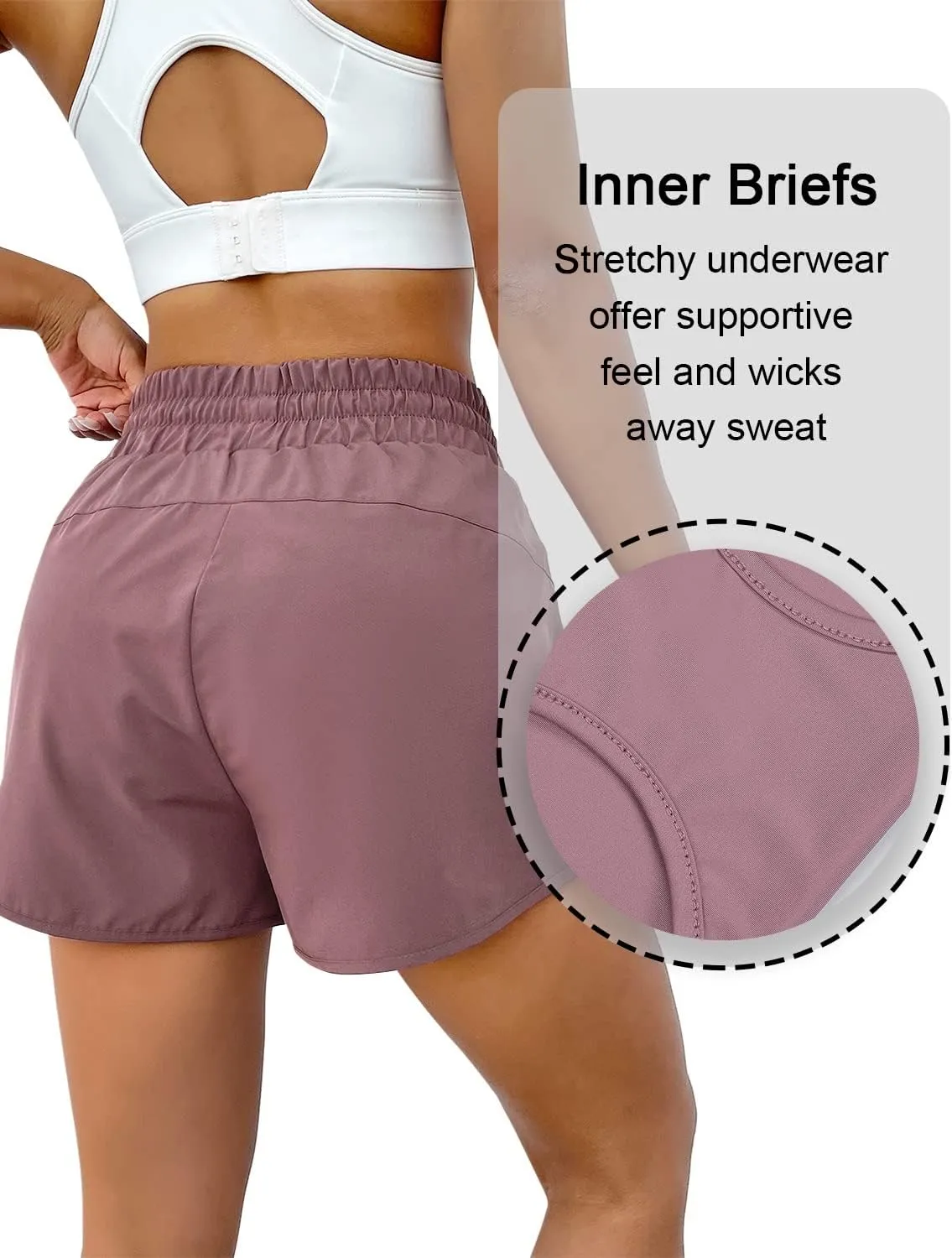 BMJL Women's Running Shorts High Waisted Athletic Shorts Summer Gym Workout Short with Zipper Pockets