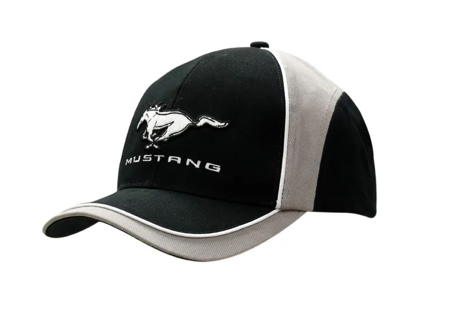 BRUSHED HEAVY COTTON CAP WITH FABRIC INSERTS/PIPING ON CROWN & PEAK