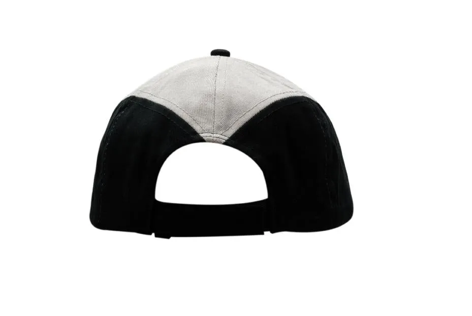 BRUSHED HEAVY COTTON CAP WITH FABRIC INSERTS/PIPING ON CROWN & PEAK