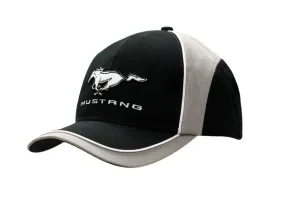 BRUSHED HEAVY COTTON CAP WITH FABRIC INSERTS/PIPING ON CROWN & PEAK
