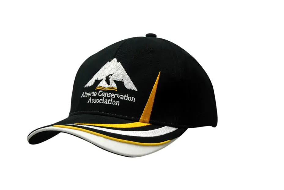 BRUSHED HEAVY COTTON CAP WITH INDENTED PEAK & CROWN/PEAK EMBROIDERY