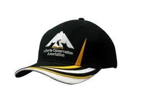 BRUSHED HEAVY COTTON CAP WITH INDENTED PEAK & CROWN/PEAK EMBROIDERY