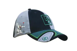 BRUSHED HEAVY COTTON CAP WITH PEAK INSERT, TRIM & TRACING EMBROIDERY LINE