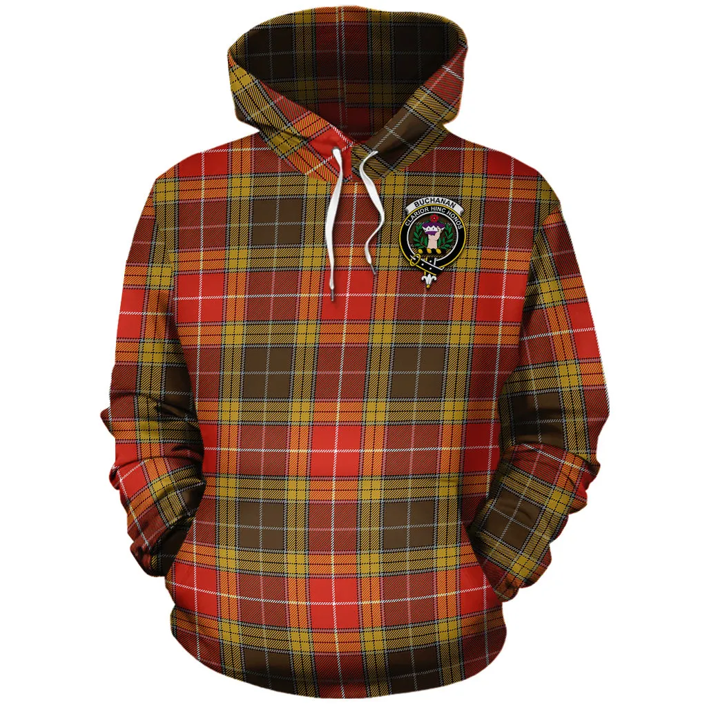 Buchanan Old Set Weathered Tartan Hoodie with Family Crest