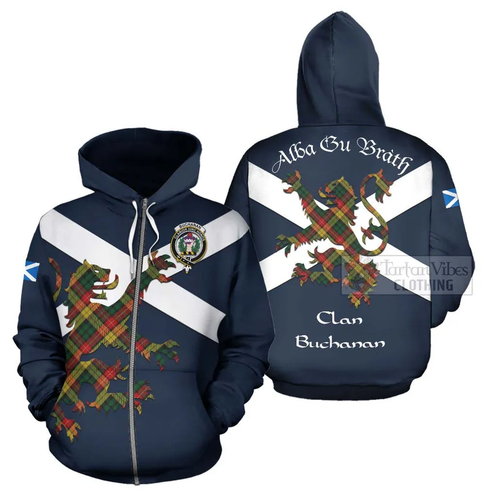 Buchanan Tartan Lion Rampant Hoodie Proudly Display Your Heritage with Alba Gu Brath and Clan Name