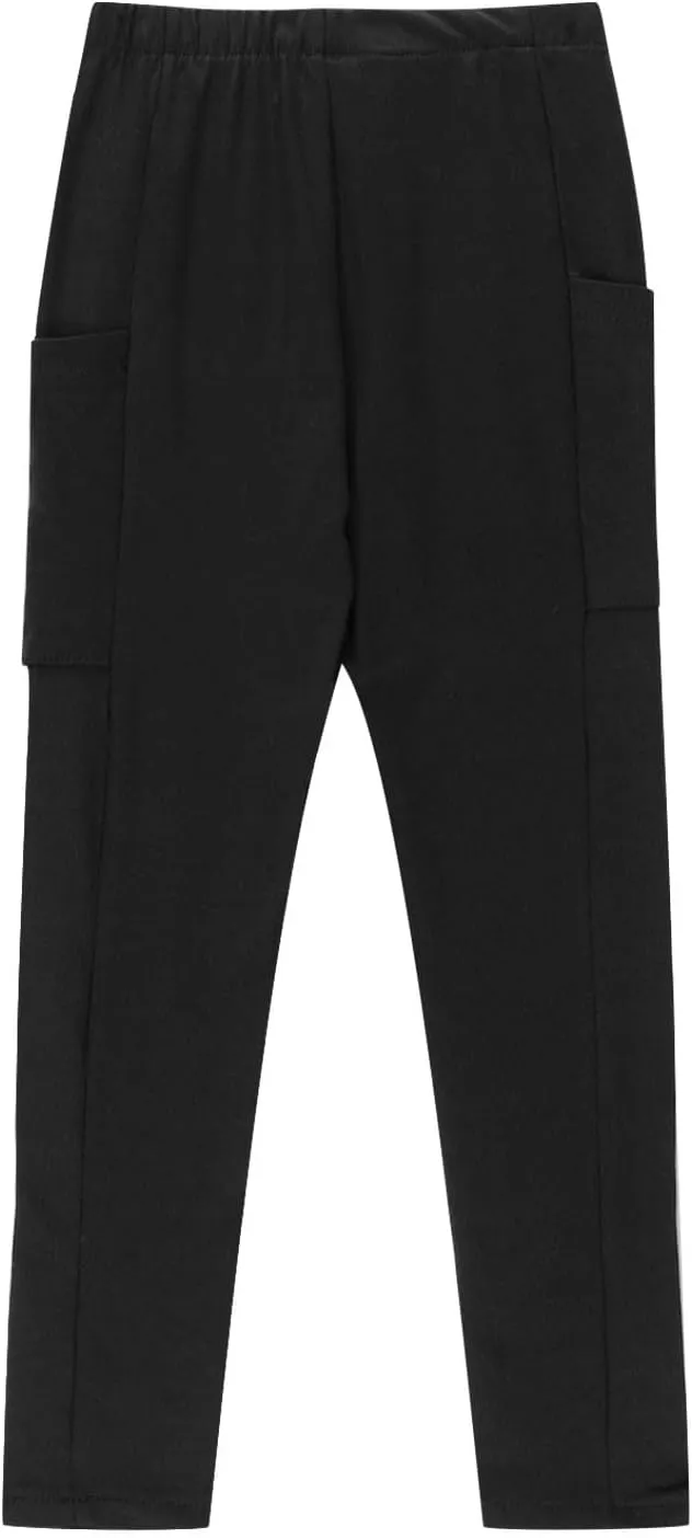 Girls High Waist Leggings Kids Girls Solid Color Tights with Side Pockets Yoga Dance Gym Pants Jogging Pants
