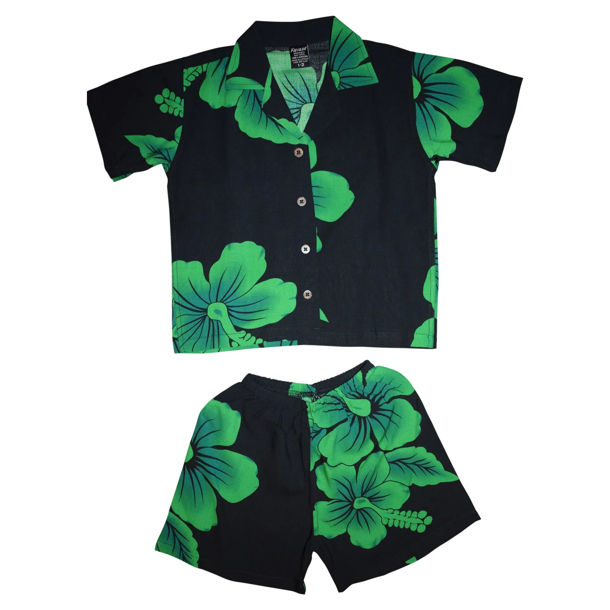 Hibiscus Boy's Cabana Set Aloha Shirt & Short (Rayon)