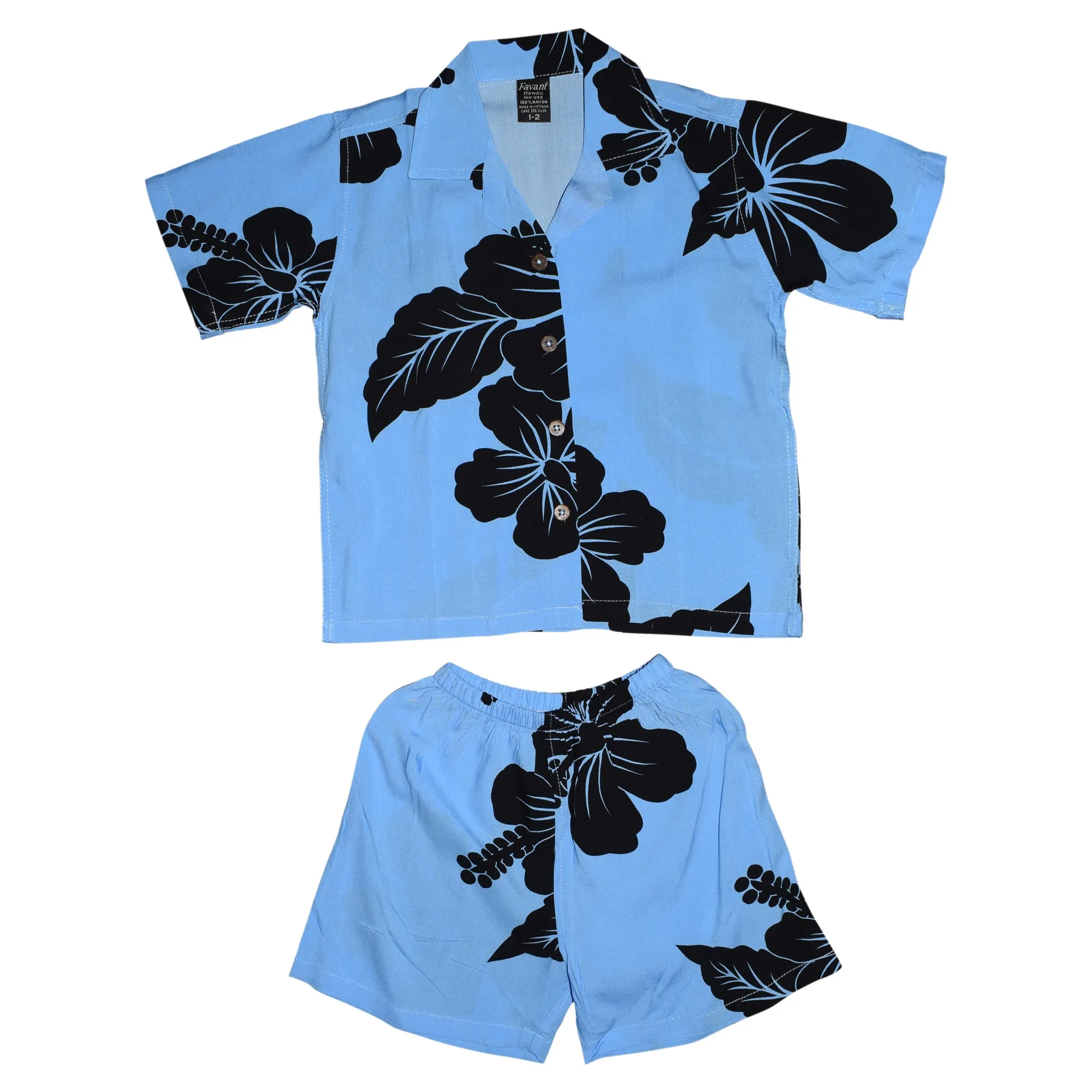 Hibiscus Boy's Cabana Set Aloha Shirt & Short (Rayon)