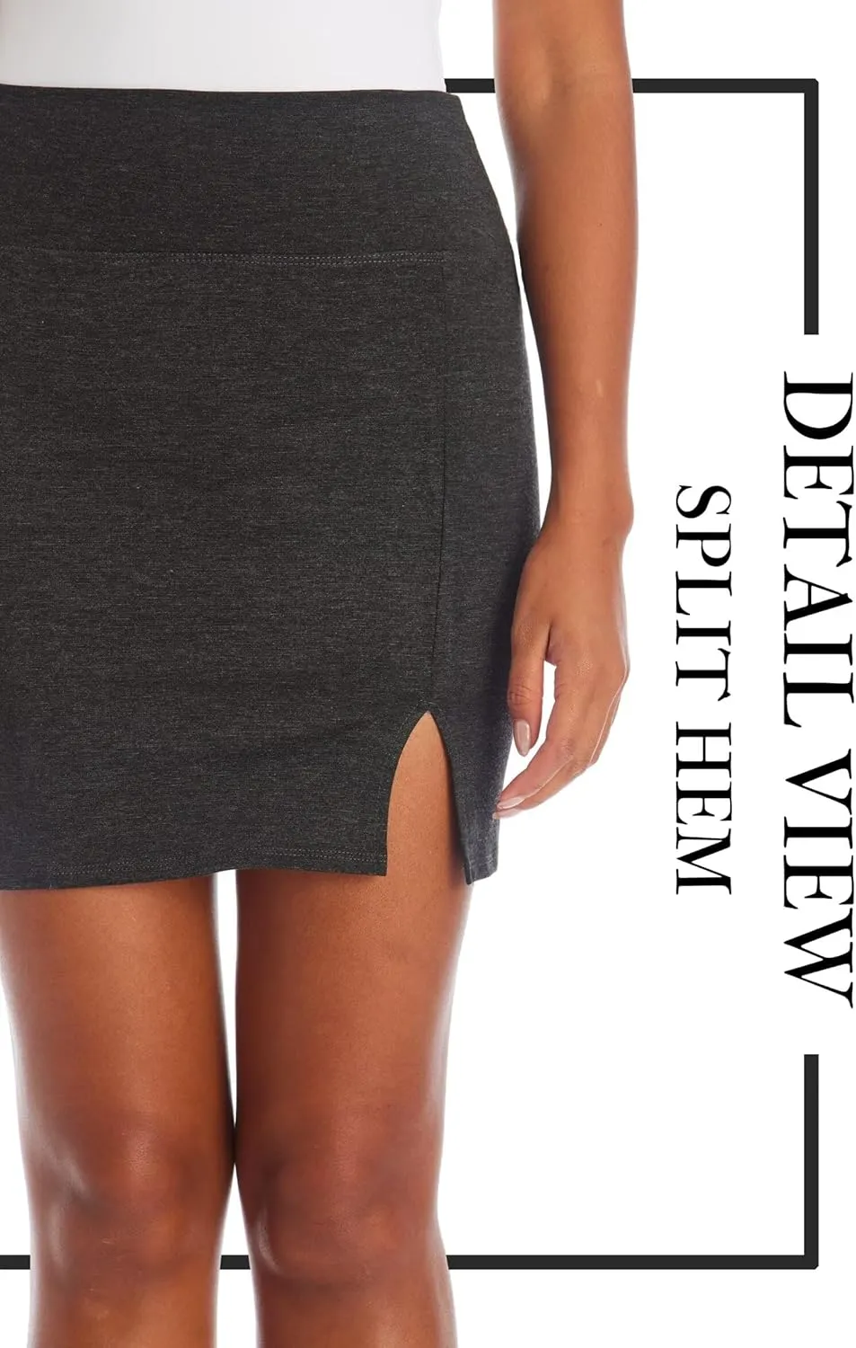 Hybrid & Company Women's Super Comfort Stretchy Basic Mini Pencil Skirt with Side Slit