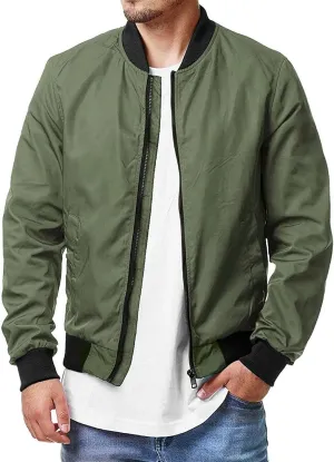 Men's Bomber Jacket Plus Size Stylish Lightweight Full Zip Fall Windbreaker Coat Fall Spring Thicken Casual Jackets