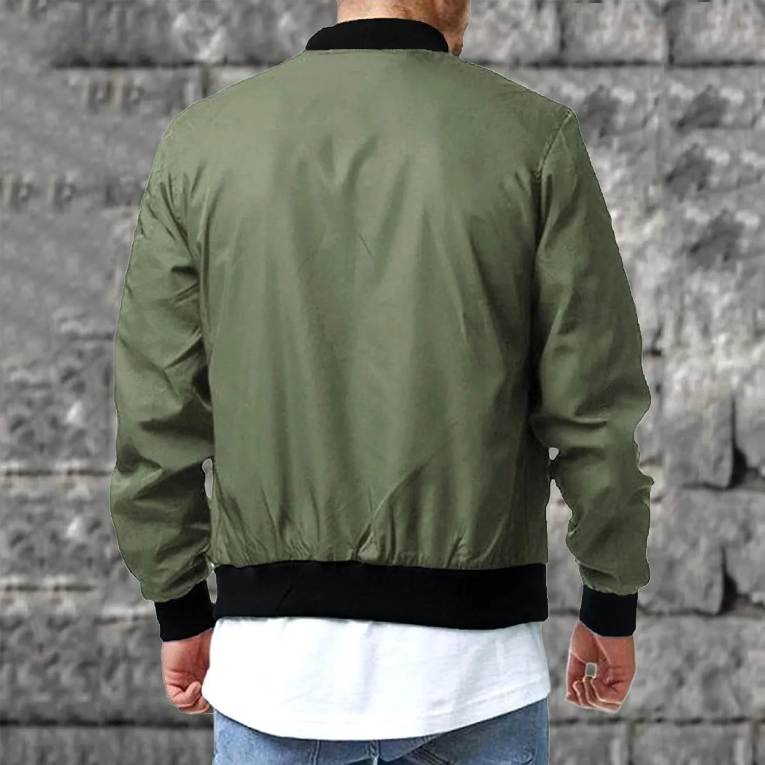 Men's Bomber Jacket Plus Size Stylish Lightweight Full Zip Fall Windbreaker Coat Fall Spring Thicken Casual Jackets
