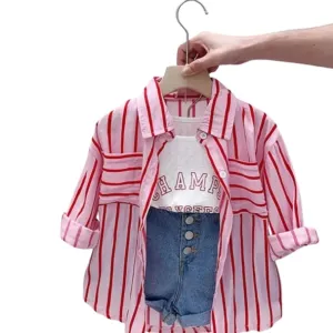 Mini Mix: Stripe Shirt, Vest & Jeans Shorts Mini Mix: Stripe Shirt, Vest & Jeans Shorts