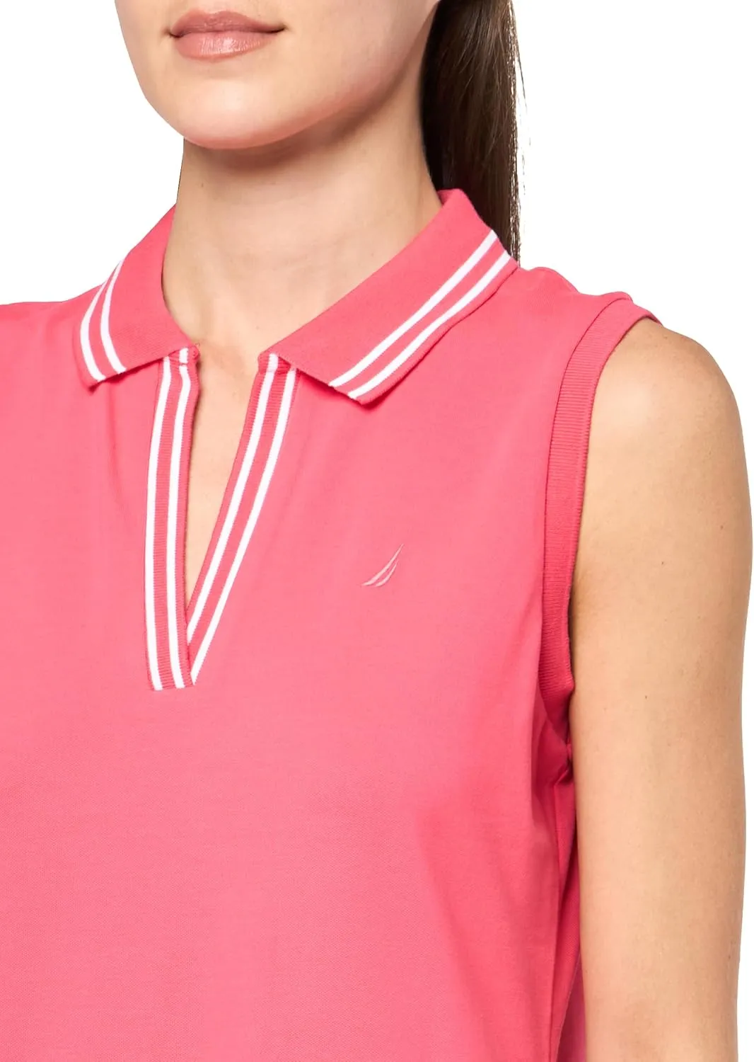 Nautica Women's Johnny Collar Short Sleeve Stripe Dress