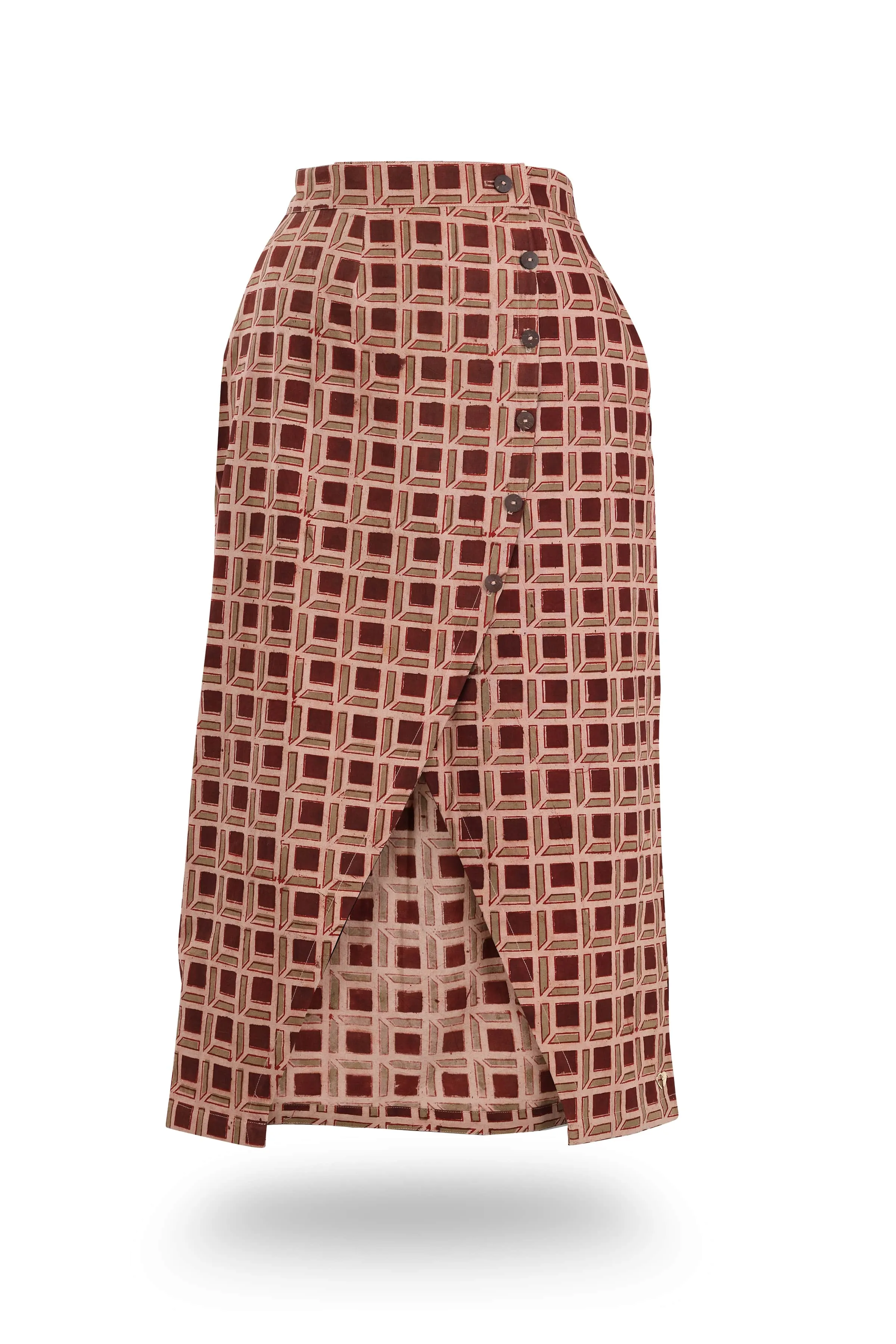 Pencil Fit Skirt with Button Detail