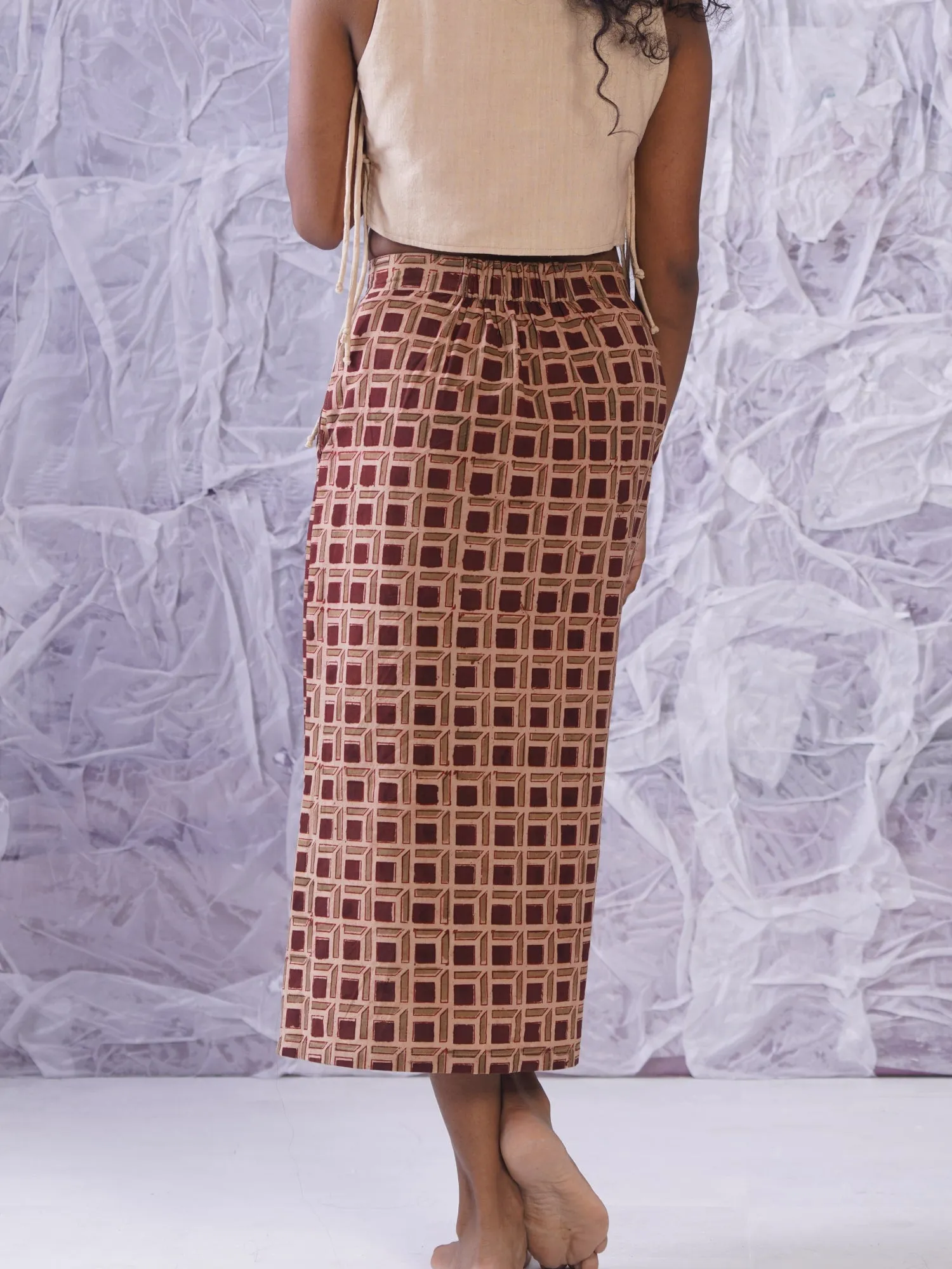 Pencil Fit Skirt with Button Detail