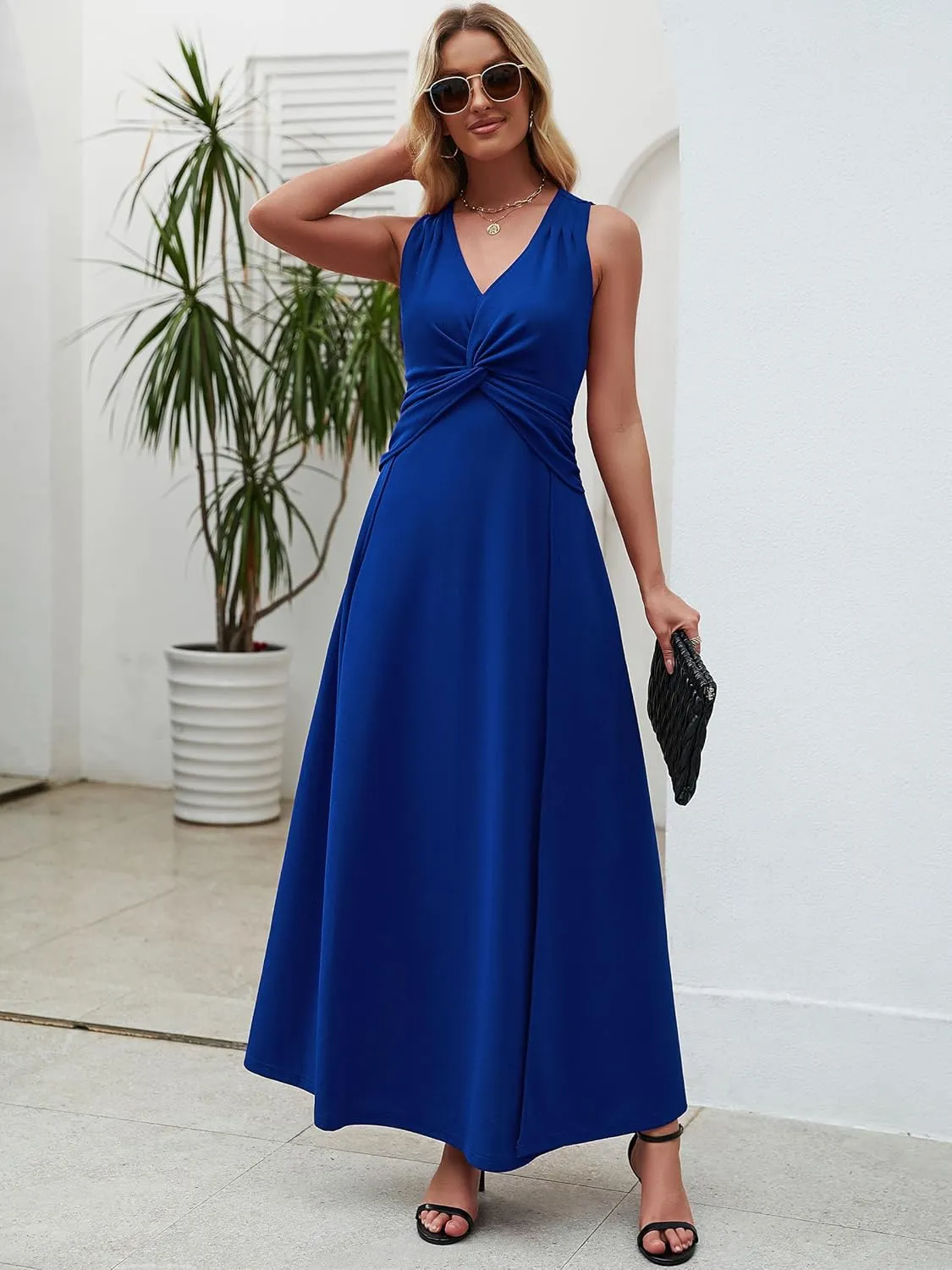 Wedding Guest Dresses for Women 2025 V Neck Formal Dresses for Women Sleeveless Evening