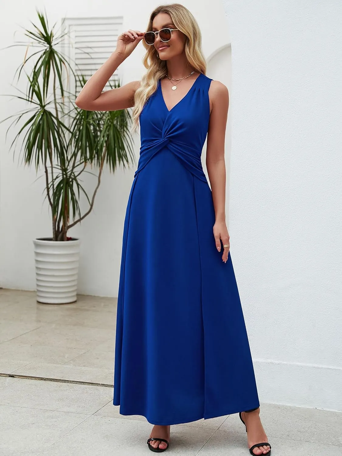 Wedding Guest Dresses for Women 2025 V Neck Formal Dresses for Women Sleeveless Evening