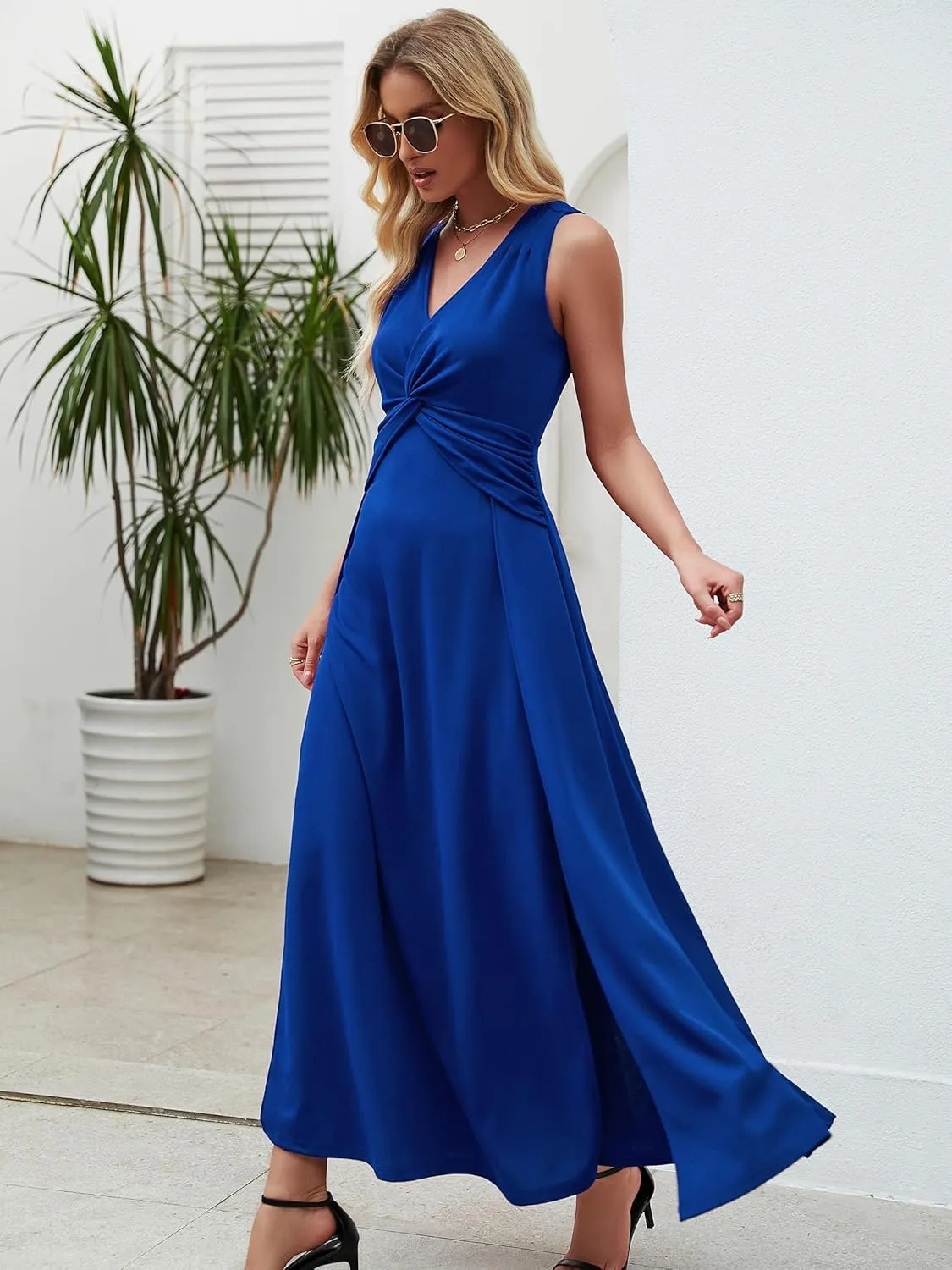 Wedding Guest Dresses for Women 2025 V Neck Formal Dresses for Women Sleeveless Evening