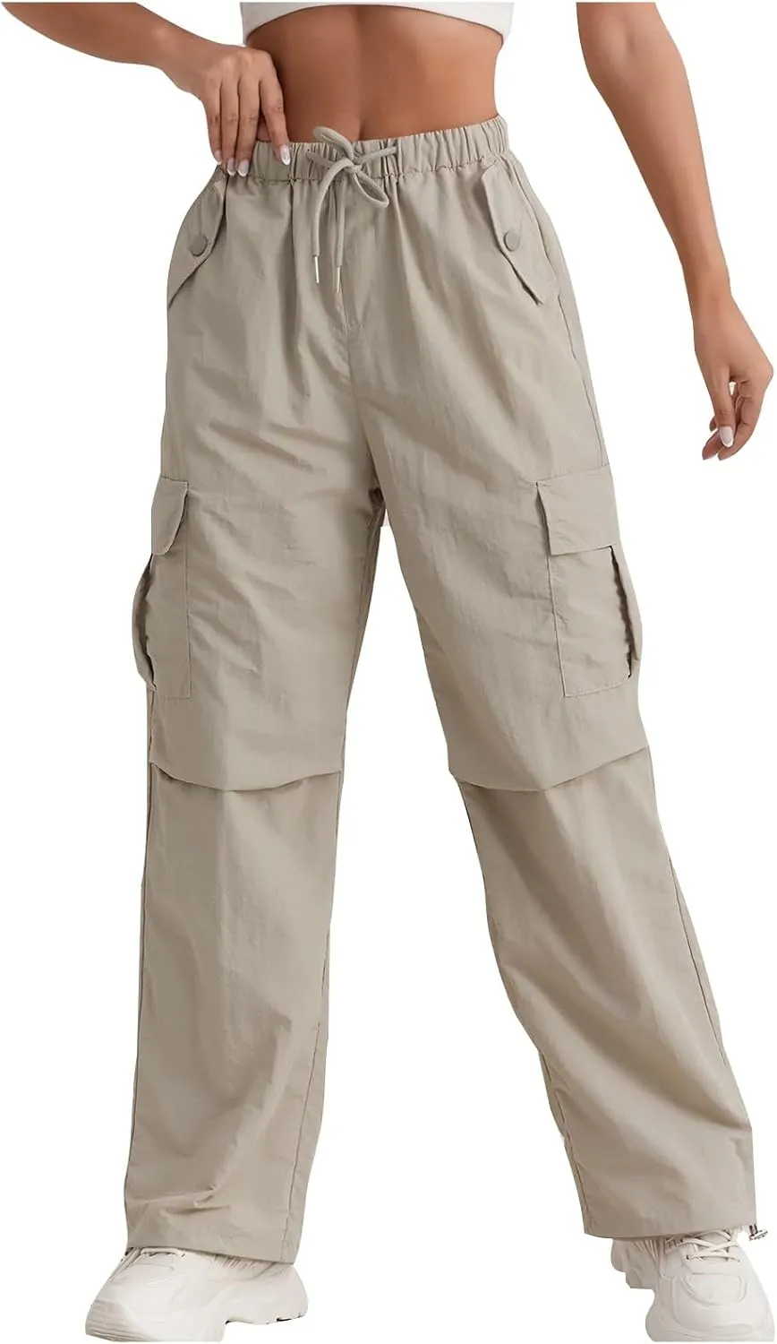 Women's Casual Waist Drawstring Pocket Work Dressy Loose Fit Fashion Pants