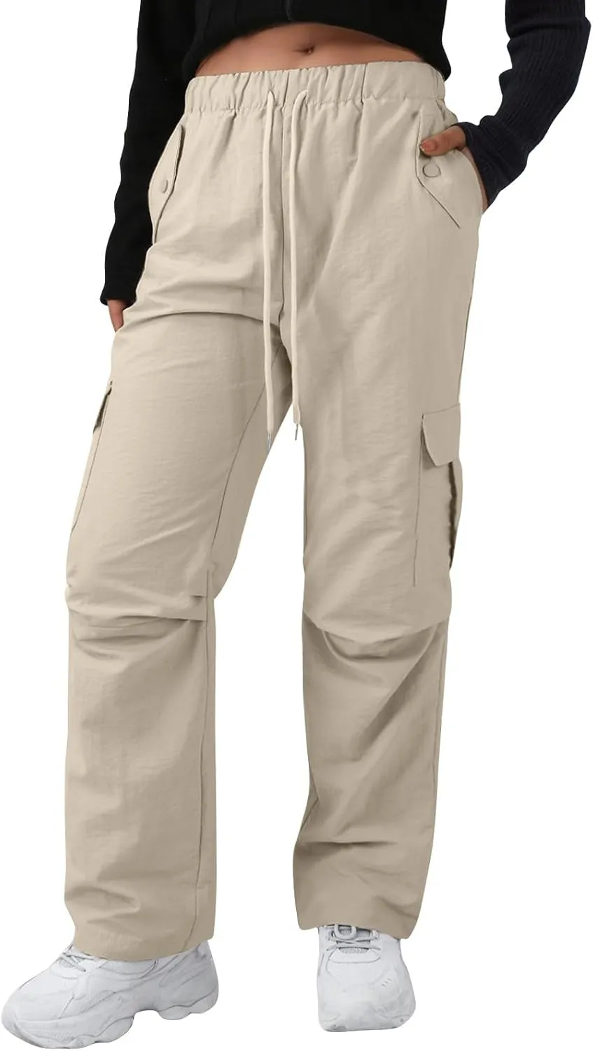 Women's Casual Waist Drawstring Pocket Work Dressy Loose Fit Fashion Pants