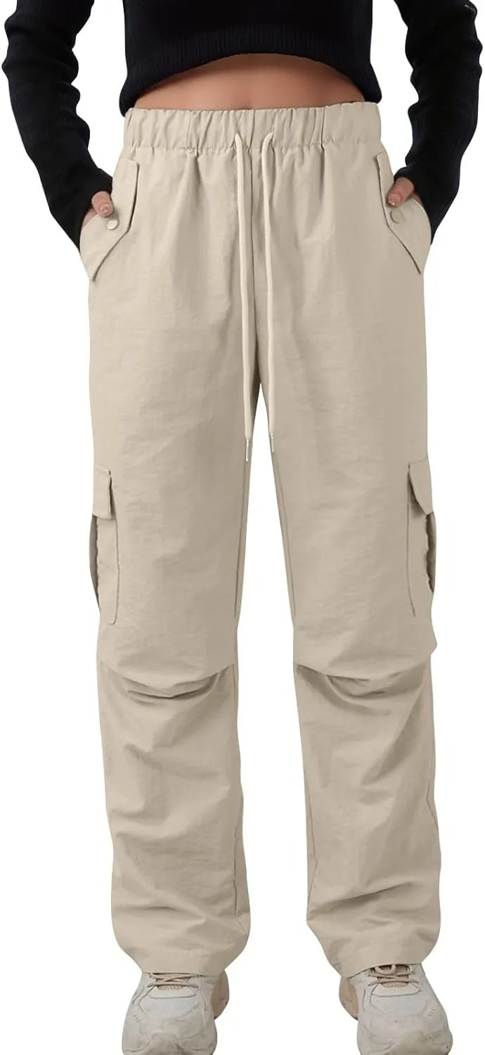 Women's Casual Waist Drawstring Pocket Work Dressy Loose Fit Fashion Pants