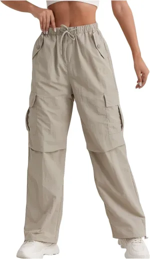 Women's Casual Waist Drawstring Pocket Work Dressy Loose Fit Fashion Pants