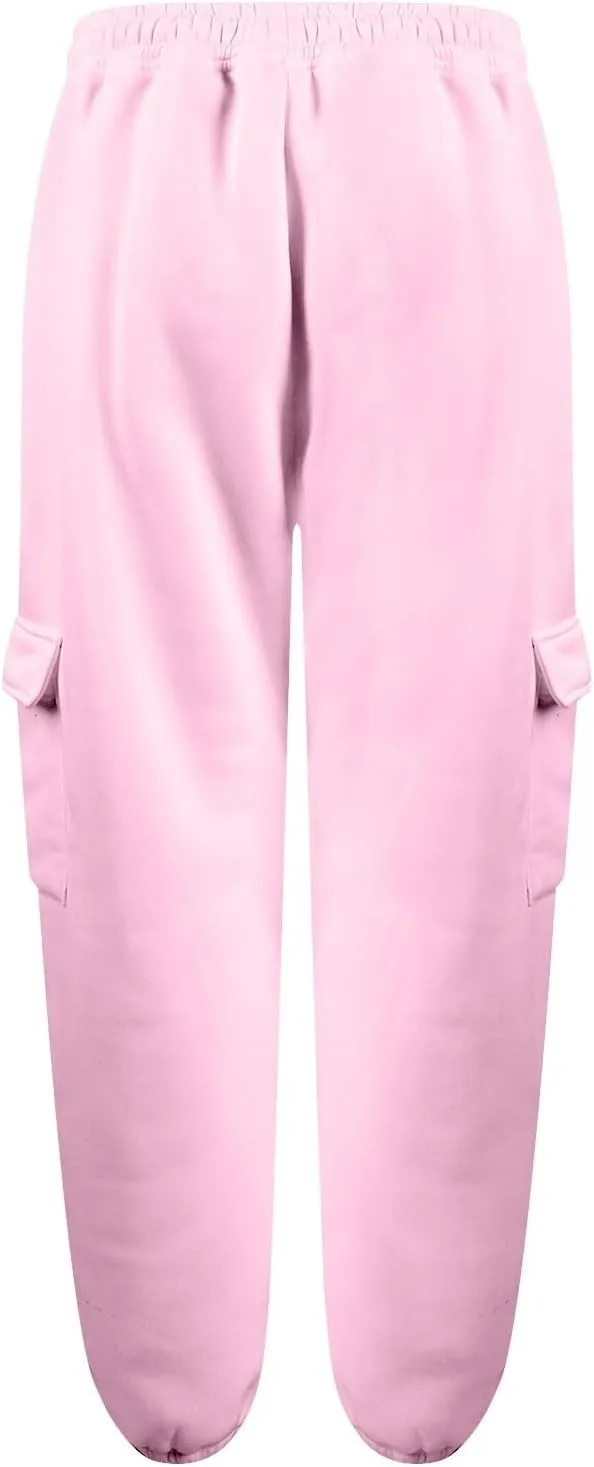 Women's Fleece Cargo Sweatpants Y2k Comfy Casual Baggy Sweat Pants Warm High Waist Workout Jogger Pants with Pockets